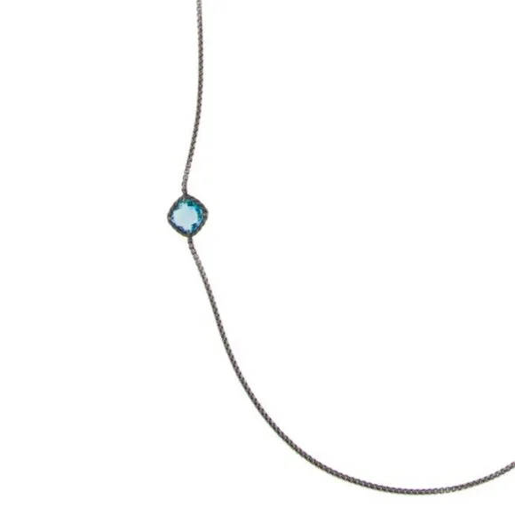 DAVID YURMAN STERLING SILVER TOPAZ, CHALCEDONY & DIAMOND 0.46 STATION NECKLACE - Picture 7 of 9